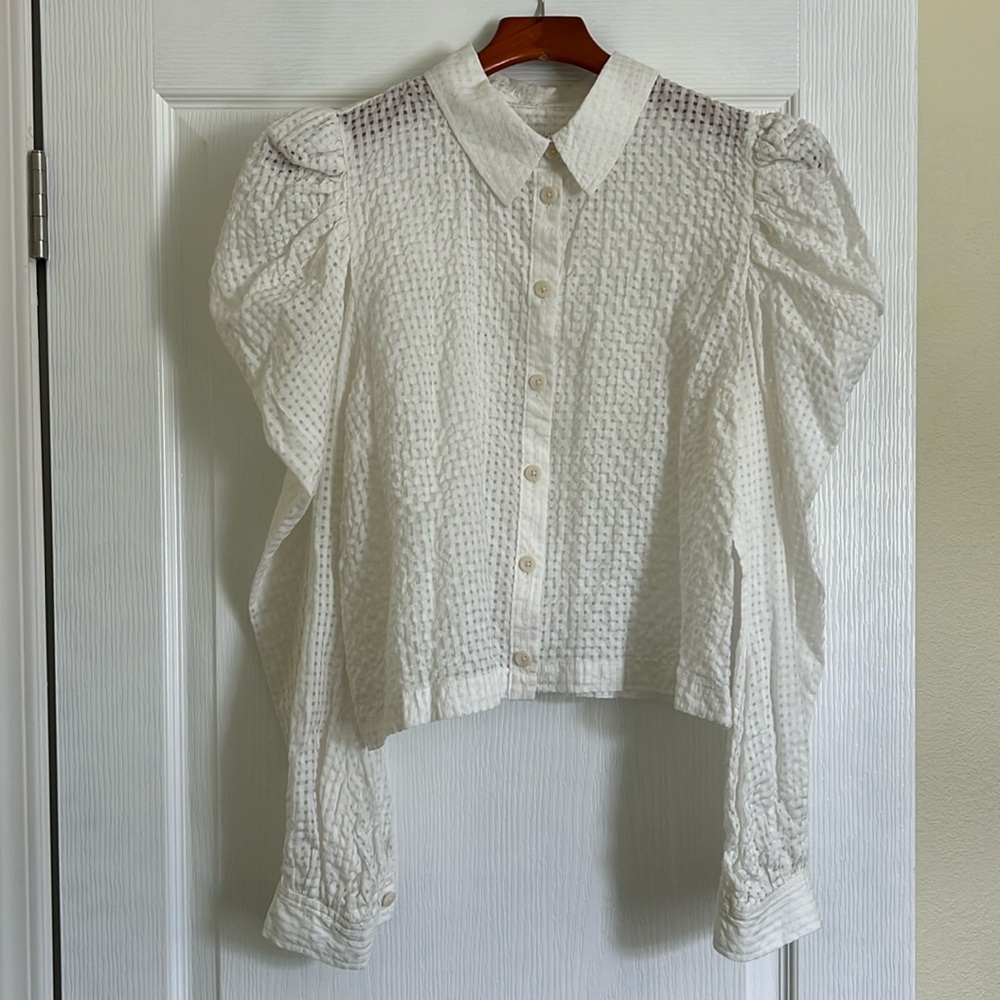 Anthropologie Maeve Puff-Sleeve Blouse Size Large